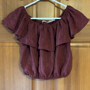 Urban Outfitters Kimchi Blue Red Peasant Crop Top